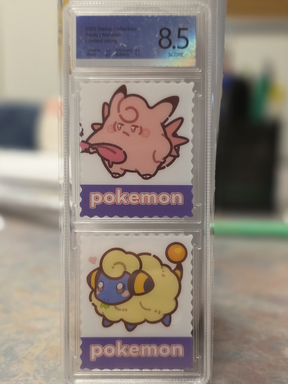 Pokemon Clefable And Mareep Metal Stamp Collectable